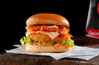 Korean Honey Sriracha Aloo Tikki Burger