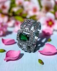 Elegant AD Silver Ring for Women | Adjustable Finger Ring | American Diamonds Jewelry  by Print Magical Gifts