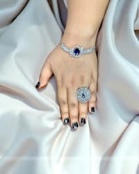 Elegant American Diamond Ring & Bracelet Combo – Stylish Silver-Plated Set for Girls & Women  by Print Magical Gifts