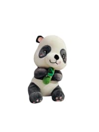 Adorable Teddy Panda Plush Toy - Soft and Cuddly Stuffed Animal for Children and Collectors - Lightweight and Portable - Ideal Gift - Available in White with Grey or Brown Accents - Includes Green Bamboo Shoot - 39 cm Length