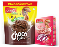 Kwality Choco Flakes 1 Kg Pouch & Strawberry fills 375g Combo Pack2