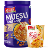Kwality Muesli Fruit N Nuts 1Kg Jar & Corn Flakes 160g Pouch