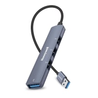 Honeywell 4-in-1 Ultra Slim USB Hub 1xUSB 3.0 & 3 x USB 2.0 Ports, 30cms Cable, DataTransfer Speed Upto 5GBPS,Universally Compatible with All USB,PC,Speaker,Laptop,Hard Drive etc.