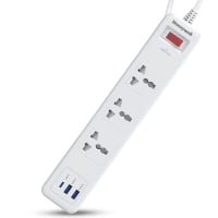 Honeywell 3 Out Surge Protector with Master Switch, Spike Guard/Extension board, 3 Outlet, PD20W & 2xUSB, 471 Joules, 1.8 Meter Cord, DSW, Automatic Overload Protection- White