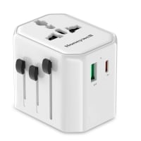 Honeywell New Launch Universal Travel Adapter 38W, 3-in-1 Fast Charging, Universal Socket, TypeC, USBA, Worldwide Wall Charger for EU,US,UK & CN/AUS, Perfect for All Devices- Black