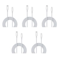Walta Elite Real Plus Type-C To iPhone Fast Charging and Syncing Cable Compatible with iPhone, Upto 5 Amp - White (Pack of 5)