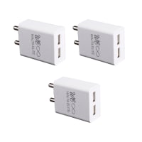 Walta Elite PB 35 Dual Port 12W Smart USB Charger Adapter with Type C Cable (White)- Pack of 3
