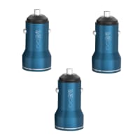 Walta Elite Panache 8 Car Charger 10.5 W Qualcomm 3.0 Turbo, Type C Cable Included - Blue (Pack of 3)