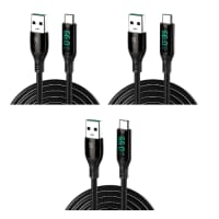 Walta Elite Real Plus Pro Advance USB to Type-C Fast Charging Digital Display Cable Charge , Black (Pack of 3)