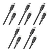 Walta Elite Braided Wave 1 Pro Advance Type C to iPhone Charging Cable- Black (Pack of 5)