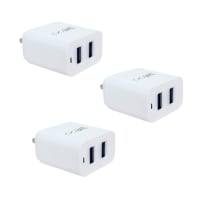 Walta Elite PB 30 Charger 20W USB & Type-C Dual Output Super Fast Charger, Fast Charging with Type C Cable- White, Pack of 3