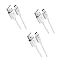 Walta Elite WAVE 1 PRO USB to MICRO 27W, Charging Cable 1mtr- White(Pack of 3)