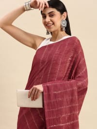 Maroon & Beige Tie and Dye Pure Cotton Saree