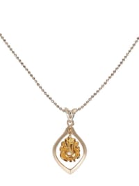 Stainless Steel Rhodium-Plated Stones Studded Ganesh Pendants with Chains