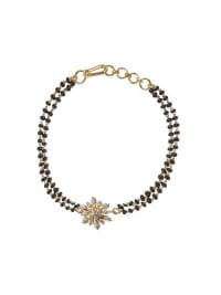 Ayraa Sterling Silver Cubic Zirconia Gold-Plated Mangalsutra Link Bracelet