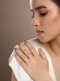 Rhodium-Plated Cubic Zirconia Studded Finger Ring