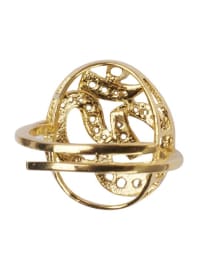 Sterling Silver Gold-Plated Cubic Zirconia Studded Om Finger Ring