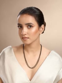 925 Sterling Silver Rhodium-Plated Artificial Beaded Mangalsutra