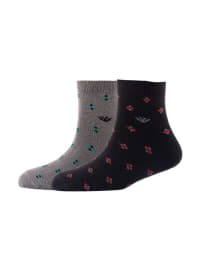 Men Pack Of 2 Patterned Cotton Ankle Length Socks