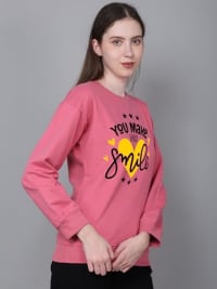 madfrog Women's Printed Round Neck Fleece Blend Loose Sweatshirt