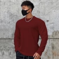 madfrog Men's Solid Mario Knit Round Neck Full Sleeve Regular Fit Polyester Blend T-Shirt