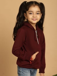 MINI & MING the winter wardrobe Girls Solid Hooded Sweatshirt