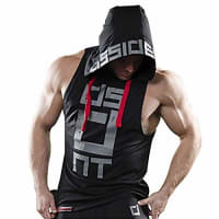 The Hanger Bodybuilding Stringer Hoodie Tank Tops for Men - Gym Vest Printed Top Stringers Pack (XX-Large, Black)