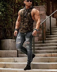 HOT BUTTON Hotbutton Bodybuilding Stringer Hoodie Tank Tops for Men - Gym Vest Printed Top Stringers Pack