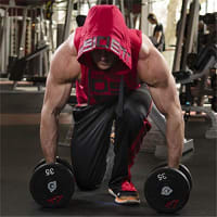 The Hanger Bodybuilding Stringer Hoodie Tank Tops for Men - Gym Vest Printed Top Stringers Pack (XX-Large, Red)