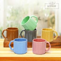 IZZYLYF- 'Blush Pebble Multicolor ' Ceramic Tea Cups Set of 6-200 ml Each | Microwave & Dishwasher Safe Tea Cups with Handle for Tea, Coffee & Chai | Tea Cups for Gifting, Home, Cafe & Office Use