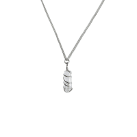 KITREE NATURAL CLEAR QUARTZ CRYSTAL PENCIL PENDENT WITH CHAIN FOR UNISEX 5 CM APPROX. (COLOR WHITE)