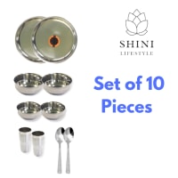 SHINI LIFESTYLE Stainless Steel Dinner Set of 10Pc|Kitchen Set for Home | Heavy Gauge |