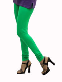 Womens Solid green  Pure Cotton Churidar Length Skinny Fit Leggings