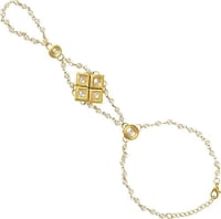 Abhaah Pearl Chain Stylish kundan Bohemian Hand Harness/hathphool/Ring Bracelet Cum Anklet for Women and Girls