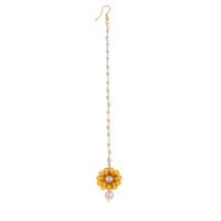 Abhaah kundan flower pearl chain maang tikka for women and girls
