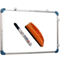 NURATNon-Magnetic White Board 2in1 White and Green Double Sided with Accessiories Marker and Duster Built Quality with Dual Side Hanging Hooks