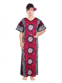 VALENCIA SLEEPWEAR Cotton Kaftan Free Size Nighty Night Gown Sleepwear