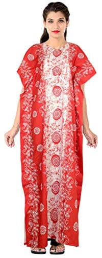 VALENCIA SLEEPWEAR Cotton Kaftan Free Size Nighty Night Gown Sleepwear