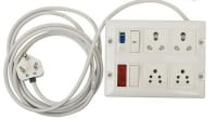 INDRICO? Heavy Duty Polycarbonate Power Strip Extension Box (White) with 2M Wire