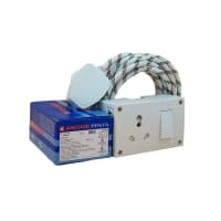 Tia 16 A Sockets Power Extension Cloth Cord, Anchor Socket and Plug, 5 m