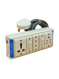 INDRICO PVC 1200W 3 Way Extension Board with Switch and Long Wire (Pack of 1, White)