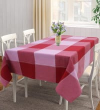 AIRWILL 100% Cotton Checkered Pattern 4 Seater Square Table Cover Sized, 56x56 inches (Red,Pink, Pack of 1)