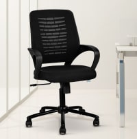 TEAL® Sprint Mesh Mid-Back Ergonomic Office Chair/Study Chair/Revolving Chair/Computer Chair for Work from Home Metal Base Height Adjustable Chair [Black]