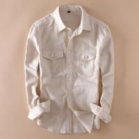 Men's Double Pocket Cream Shirt
