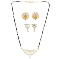 AanyaCentric Stylish Gold plated Jewellery Set for Women Mangalsutra with Pendant, 2 Pair Earring