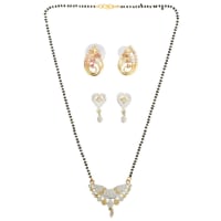 AanyaCentric Stylish Gold-plated Jewelry Set for Women - Mangalsutra with Pendant, 2 Pair Earring
