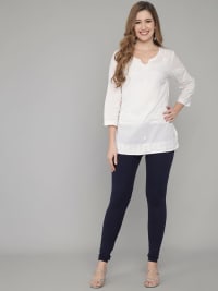 SOFT COLORS Women's Skinny Fit Ethnic Wear Churidar Leggings (Navy Blue)