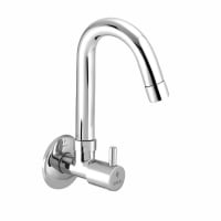 Enicet Brass Sink Tap With Wall Flange, Brass Build, Basin Tap for Bathroom and Kitchen