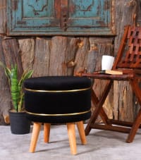 Shadowkart Pouffes Sitting Stool for Living Room, Mudda Puffy Wooden Ottoman Stools, Pouffe Footstool, Pouf for Office Home Decoration & Dressing Table, 16x16x18 Inch