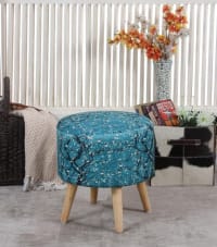 ShadowKart Ottoman Pouffes Sitting Mudda Puffy Stool for Living Room Dressing Table Pouf Round Footstool for Home Decor, Printed,16x16x17 Inch